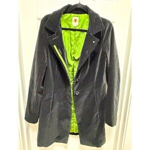 Tulle Vintage Women’s Black Velvet Button Front Jacket w/ Green Lining Size L